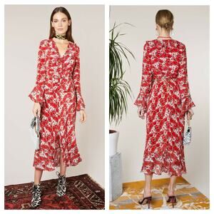 Rixo London Coleen Diana Floral Midi Dress Size XS